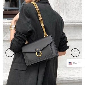 Black gold chain purse